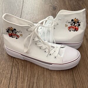 Custom Made Disney Women’s High-Top Sneakers - White with Red Accents